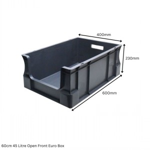 Heavy Duty Stacking Euro Box 60cm 45 Litre Open Front